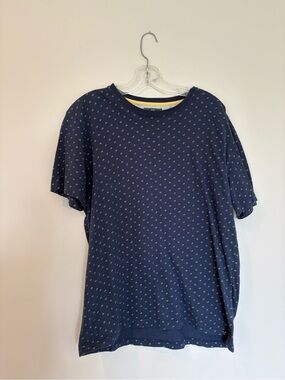 Men's Navy Patterned Short-Sleeve Shirt